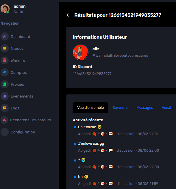 Profil utilisateur détaillé